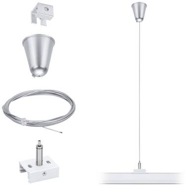 Paulmann  Elément pour système d'éclairage sur câble basse tension  Suspension de plafond blanc 95584 ProRail3 Steel Wire Suspension