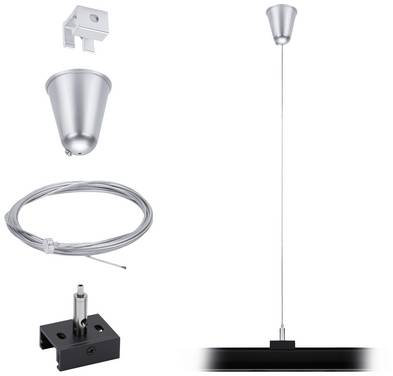 Paulmann  Elément pour système d'éclairage sur câble basse tension  Suspension de plafond noir 95585 ProRail3 Steel Wire Suspension