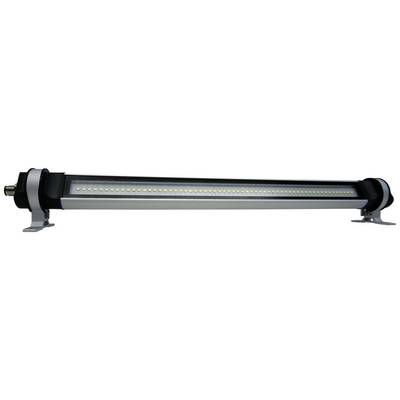 Une barre lumineuse LED allongée avec de nombreuses petites LED, montée sur deux supports fixes. Adaptée à l'éclairage industriel.