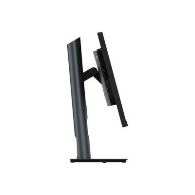 Vue latérale d'un moniteur d'ordinateur avec support réglable. Le moniteur présente un design élégant et moderne.