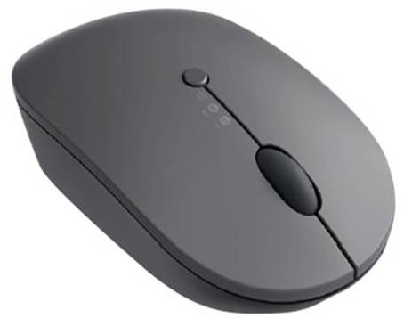 Souris d'ordinateur sans fil, noire, à surface lisse et dotée d'une molette de défilement centrale.