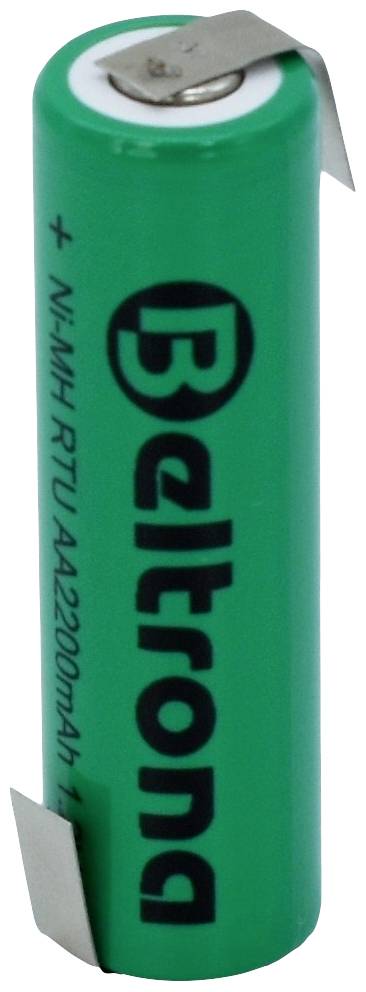 Pile AA verte de marque 'Beltron', capacité 2200 mAh.
