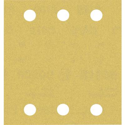 Carte jaune avec six trous blancs répartis uniformément, trois en haut et trois en bas.