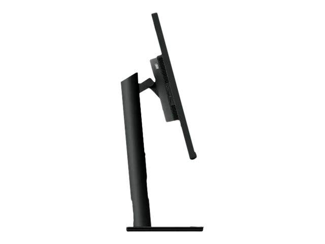 Écran d'ordinateur en vue latérale avec support flexible permettant différents angles d'inclinaison, sur fond blanc.