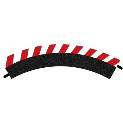 Demi-cercle noir avec des rectangles rouges et blancs sur le bord supérieur, symbolisant potentiellement un marquage de glissement ou un avertissement.