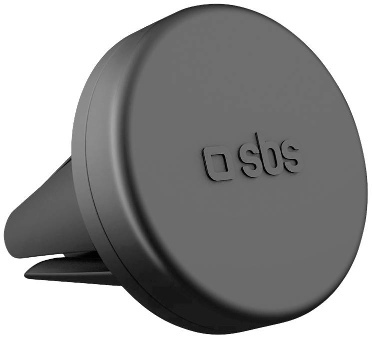 Support de téléphone noir rond pour sortie d'air de voiture, avec logo 'sbs' gravé.