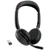 Jabra Evolve2 65 Flex Link380a UC Micro-casque supra-auriculaire Bluetooth Stereo noir Noise Cancelling micro-casque, mise en sourdine du microphone, volume réglable, induction, pliable ordinateur