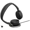 Jabra Evolve2 65 Flex Link380c MS + Ladepad Micro-casque supra-auriculaire Bluetooth Stereo noir Noise Cancelling micro-casque, mise en sourdine du microphone, volume réglable, induction, pliable ordinateur