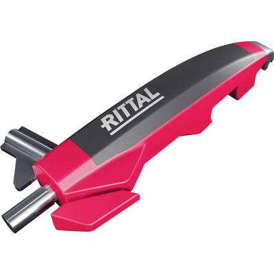 Un outil rouge, ergonomique, portant l'inscription 'RITTAL' en blanc, se présente sur un fond clair.