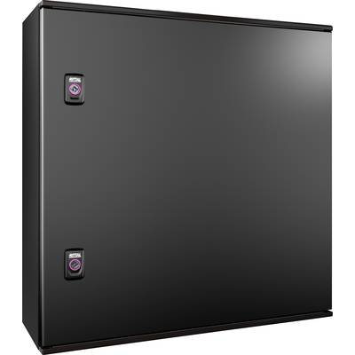 Un placard noir rectangulaire avec deux portes fermées.