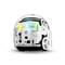 Petit robot programmable avec un boîtier transparent, des LED colorées et des roues. Idéal pour des objectifs pédagogiques en robotique.
