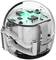 Un petit robot sphérique transparent, doté de composants électroniques et de LED vertes à l'intérieur.