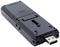 Enregistreur de cassettes USB en noir, avec connecteur USB et ports audio pour la numérisation de cassettes.