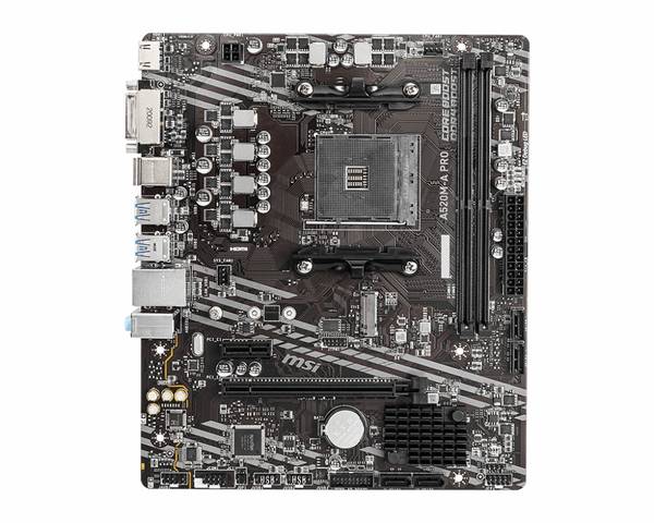 MSI A520M-A PRO Carte mère Socket (PC) AMD AM4 Facteur de forme (détails) Micro-ATX Chipset de la carte mère AMD® A520