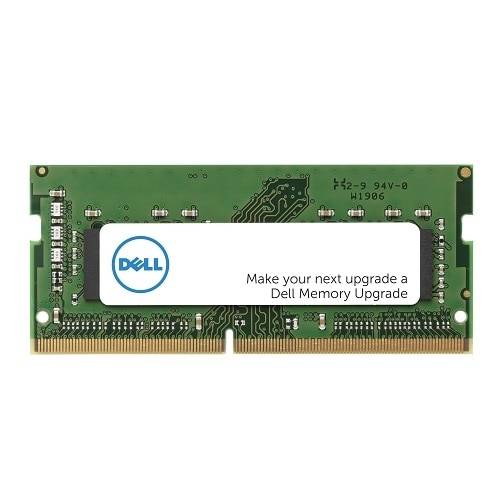 Carte RAM verte avec circuit imprimé noir et doré. Un logo Dell est visible et le texte "Faites de votre prochaine mise à niveau une mise à niveau mémoire Dell" est inscrit.