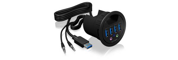 ICY BOX 60303 Hub USB 4 ports USB-A, audio 2.0 (jack 3,5 mm) USB 3.1 Gen1 5 GBit/s  noir
