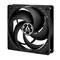Un ventilateur d'ordinateur noir à cinq pales avec un logo central indiquant le nom de la marque.