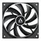 Un refroidisseur noir ARCTIC avec neuf pales de ventilateur dans un boîtier carré pour le refroidissement de PC.