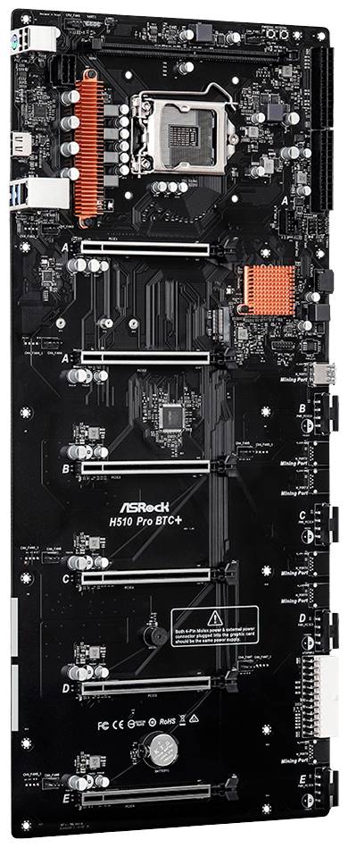 Asrock H510 Pro BTC+, Intel, LGA 1200 (Socket H5), Intel® Core™ i3, Intel® Core™ i5, Intel® Core™ i7, Intel® Core™ i9, D-1