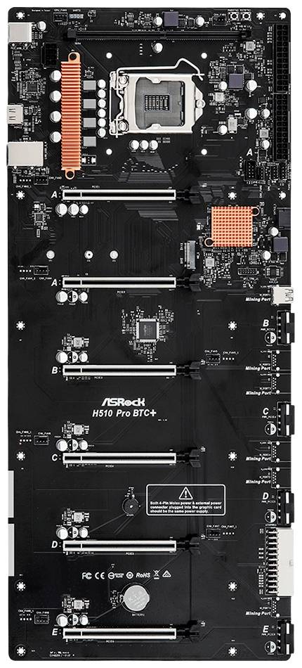 Asrock H510 Pro BTC+, Intel, LGA 1200 (Socket H5), Intel® Core™ i3, Intel® Core™ i5, Intel® Core™ i7, Intel® Core™ i9, D-5