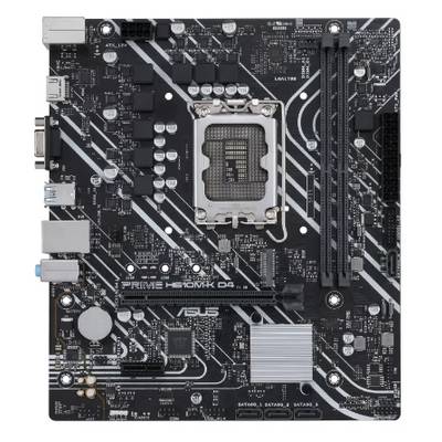Une carte mère noire montre un socket de processeur Intel, des emplacements pour RAM et divers connecteurs pour périphériques.