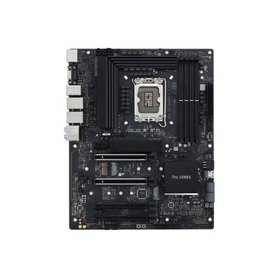 Carte mère noire avec plusieurs emplacements pour RAM, socket CPU au centre, et diverses possibilités de connexion sur les côtés.