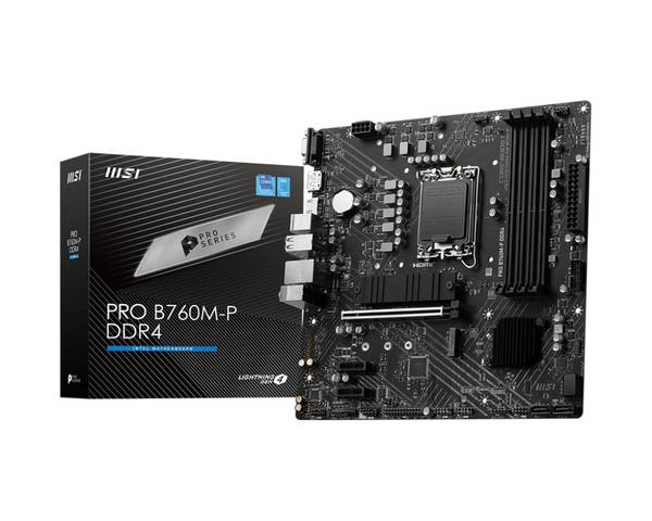 MSI PRO B760M-P DDR4 Carte mère Socket (PC) Intel® 1700 Facteur de forme (détails) Micro-ATX Chipset de la carte mère Intel® B760