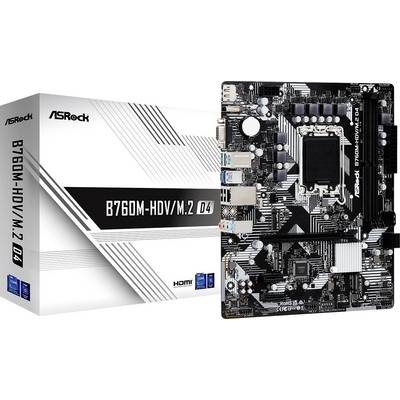 ASRock B760M-HDV/M.2 D4 Carte mère Socket (PC) Intel® 1700 Facteur de forme (détails) Micro-ATX Chipset de la carte mère-0