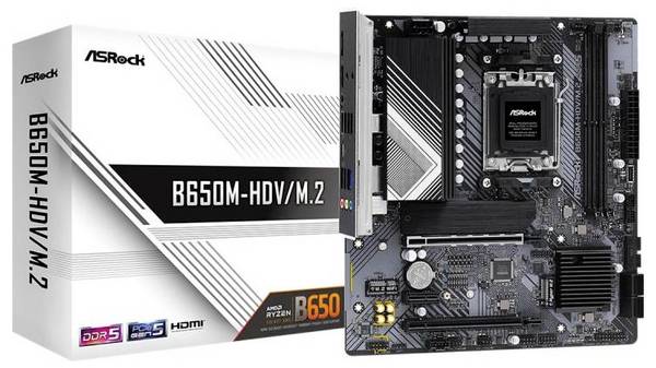 ASRock B650M-HDV/M.2 Carte mère Socket (PC) AMD® AM5 Facteur de forme (détails) Micro-ATX Chipset de la carte mère AMD® B650