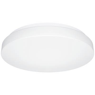 Plafonnier LED blanc, rond et plat, idéal pour un éclairage uniforme de la pièce.