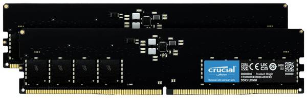 Crucial CT2K16G48C40U5 Mémoire pour PC DDR5 32 GB 2 x 16 GB non-ECC 4800 MHz DIMM 288 broches CL40 CT2K16G48C40U5