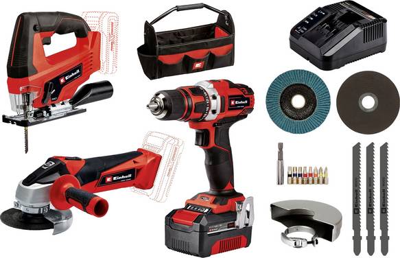 Jeu d'outils Einhell TE-TK 18/3 Li Kit JS+CD+AG Power X-Change 4257241 en sacoche