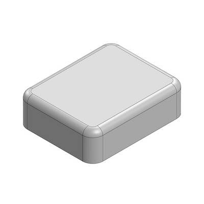 Un récipient rectangulaire simple, plat, avec des coins arrondis, de couleur grise. Adapté pour le rangement de petits objets.
