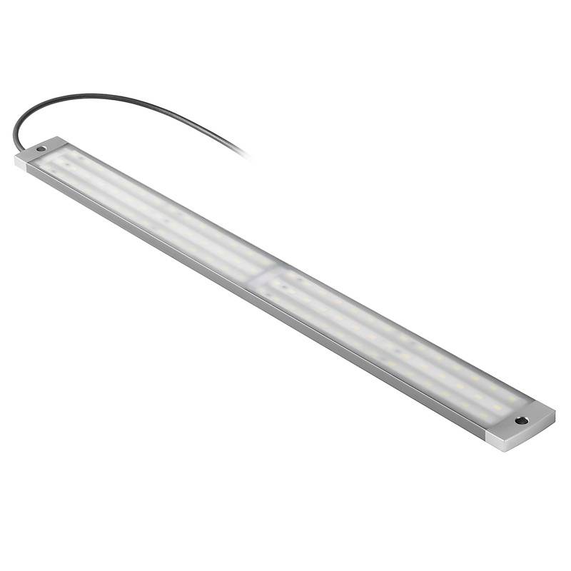 Un bandeau lumineux LED rectangulaire avec câble. Adapté à l'éclairage indirect ou comme éclairage sous-meuble dans des intérieurs modernes.