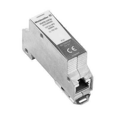 Un dispositif de protection contre les surtensions avec boîtier métallique et connexion Ethernet, adapté aux applications industrielles.
