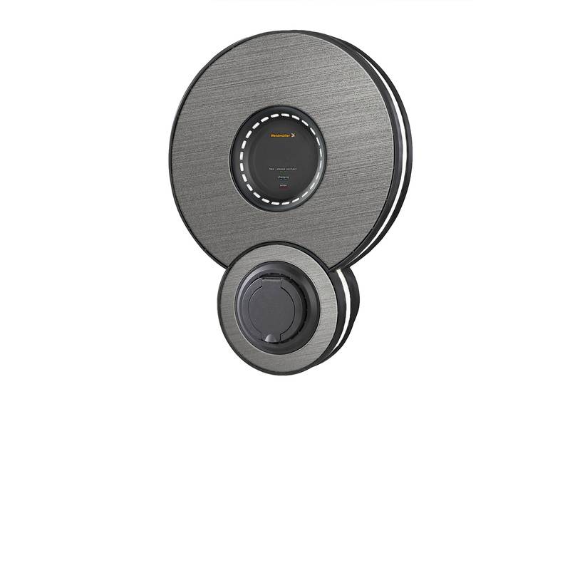 Une serrure de porte ronde moderne avec affichage numérique et bouton rotatif. Adaptée pour un accès sans clé et des fonctions de sécurité numériques.