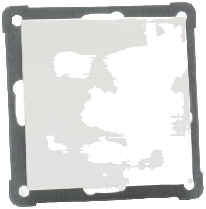 Une surface blanche vide, encadrée par un cadre sombre, portant des marques irrégulières et estompées à l'intérieur de l'espace.