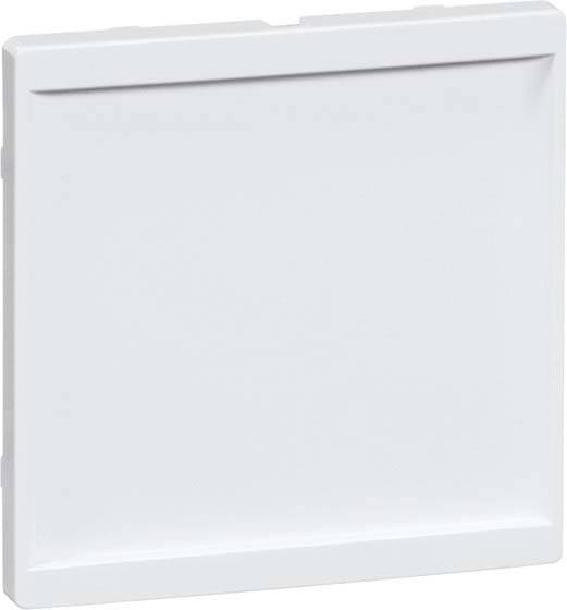 Plaque carrée blanche en plastique avec un bord légèrement surélevé, probablement destinée à servir de couvercle ou de habillage pour des appareils ou des murs.