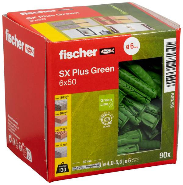 Fischer 567808 SX Plus Green Cheville à expansion 50 mm 6 mm 90 pc(s)