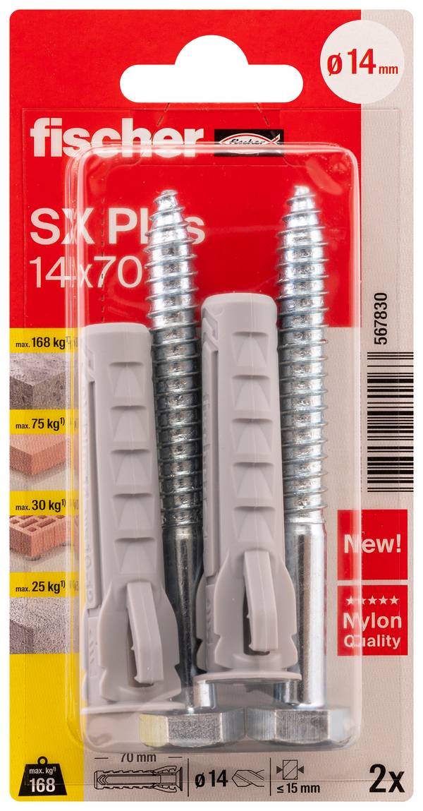 Fischer 567830 SX Plus Cheville à expansion 70 mm 14 mm 2 pc(s)