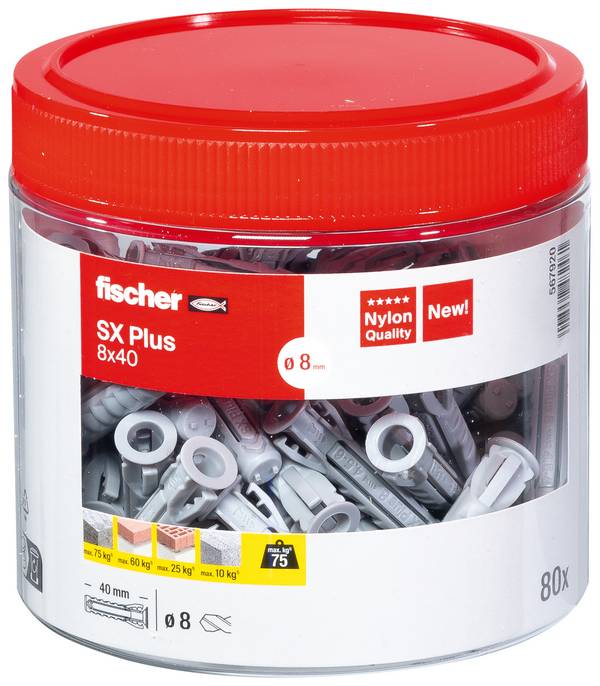 Fischer 567920 SX Plus Cheville à expansion 40 mm 8 mm 80 pc(s)