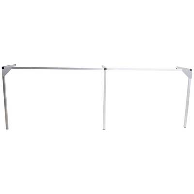 Un cadre de table rectangulaire blanc avec quatre pieds, conçu pour supporter un plateau de table dans un contexte de bureau ou d'environnement domestique.