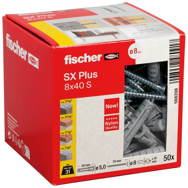 Fischer 568208 SX Plus Cheville à expansion 40 mm 8 mm 50 pc(s)
