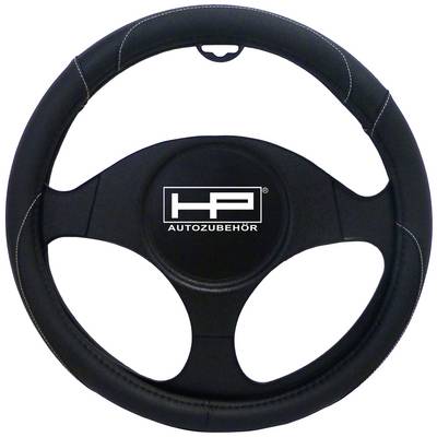 Volant noir avec le logo 'HP Autozubehör' au centre. Adapté aux voitures, il démontre stabilité et confort dans l'équipement.