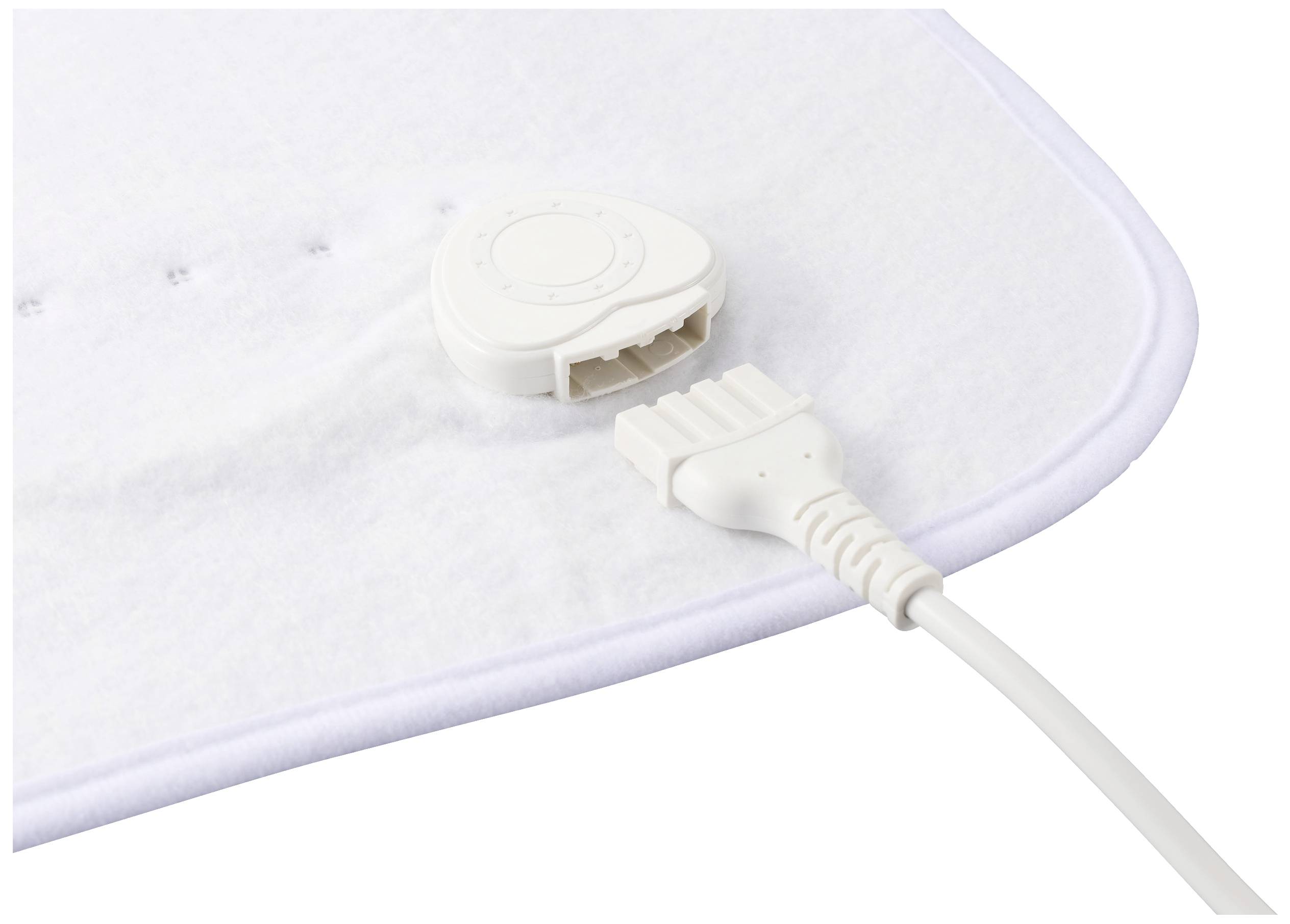 Un tapis de capteur blanc avec une fiche de câble connectée, destiné à des utilisations médicales ou de surveillance.