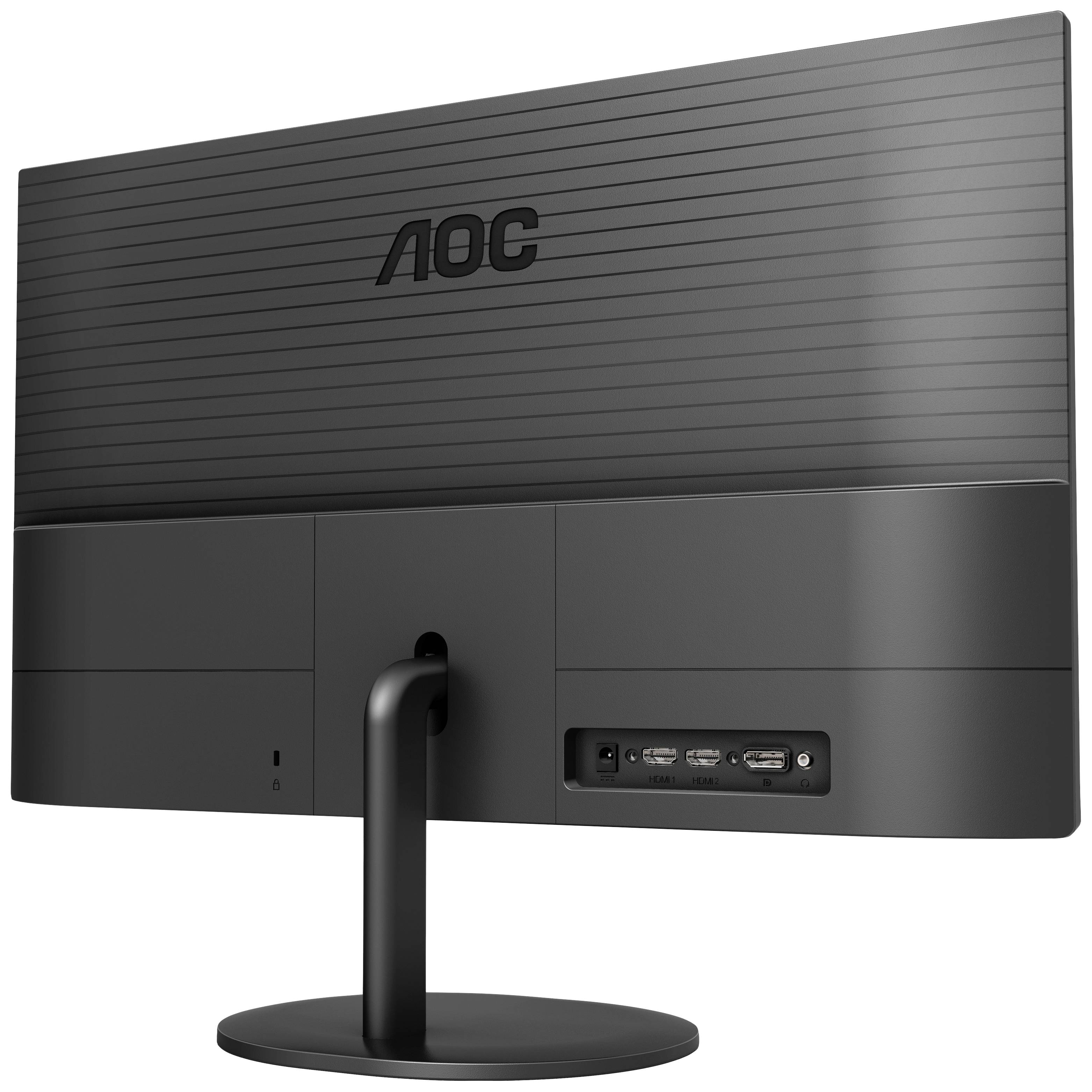 Dos d'un moniteur AOC avec des connexions : HDMI, casque et alimentation électrique.