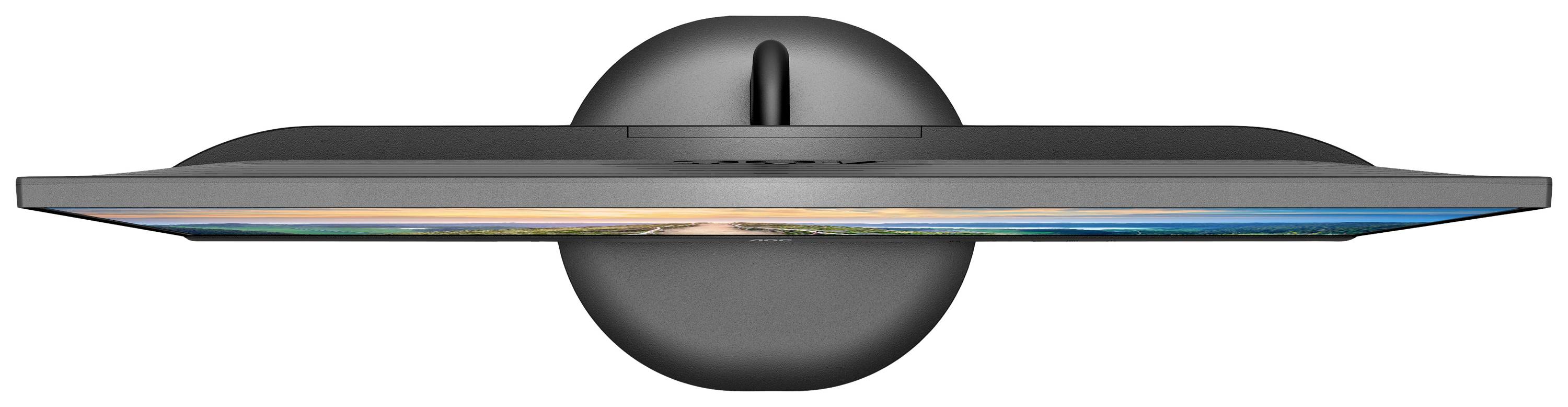 Téléviseur ou moniteur plat vu de côté, montrant un design élégant et un écran fin.