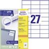 Avery-Zweckform 3479 Etiquette universelles 70 x 32 mm papier blanc 2700 pc(s) fixation permanente imprimante laser couleur, imprimante laser