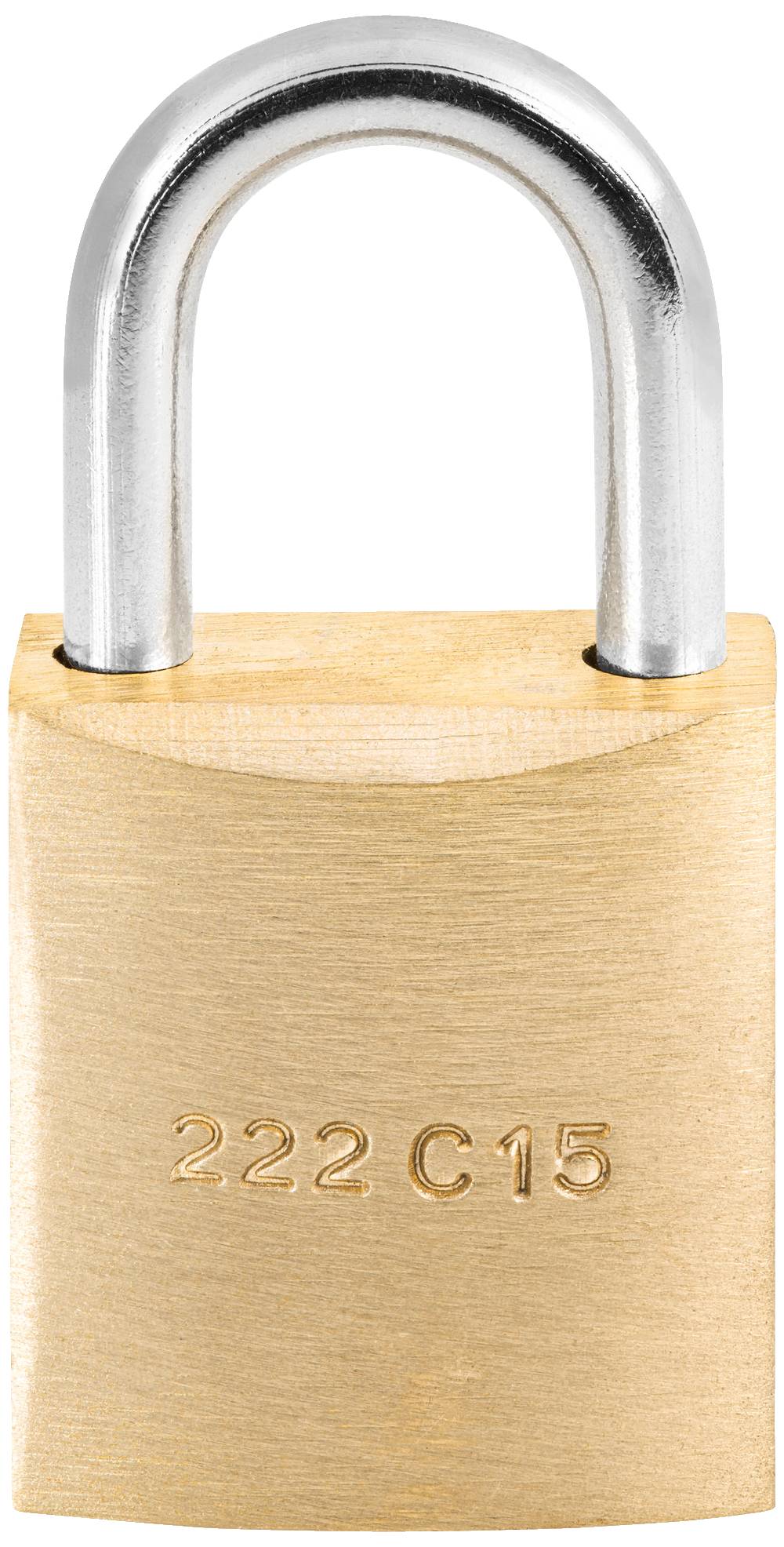 Cadenas en laiton gravé '222 C15', démontrant sécurité et possibilité de fermeture.