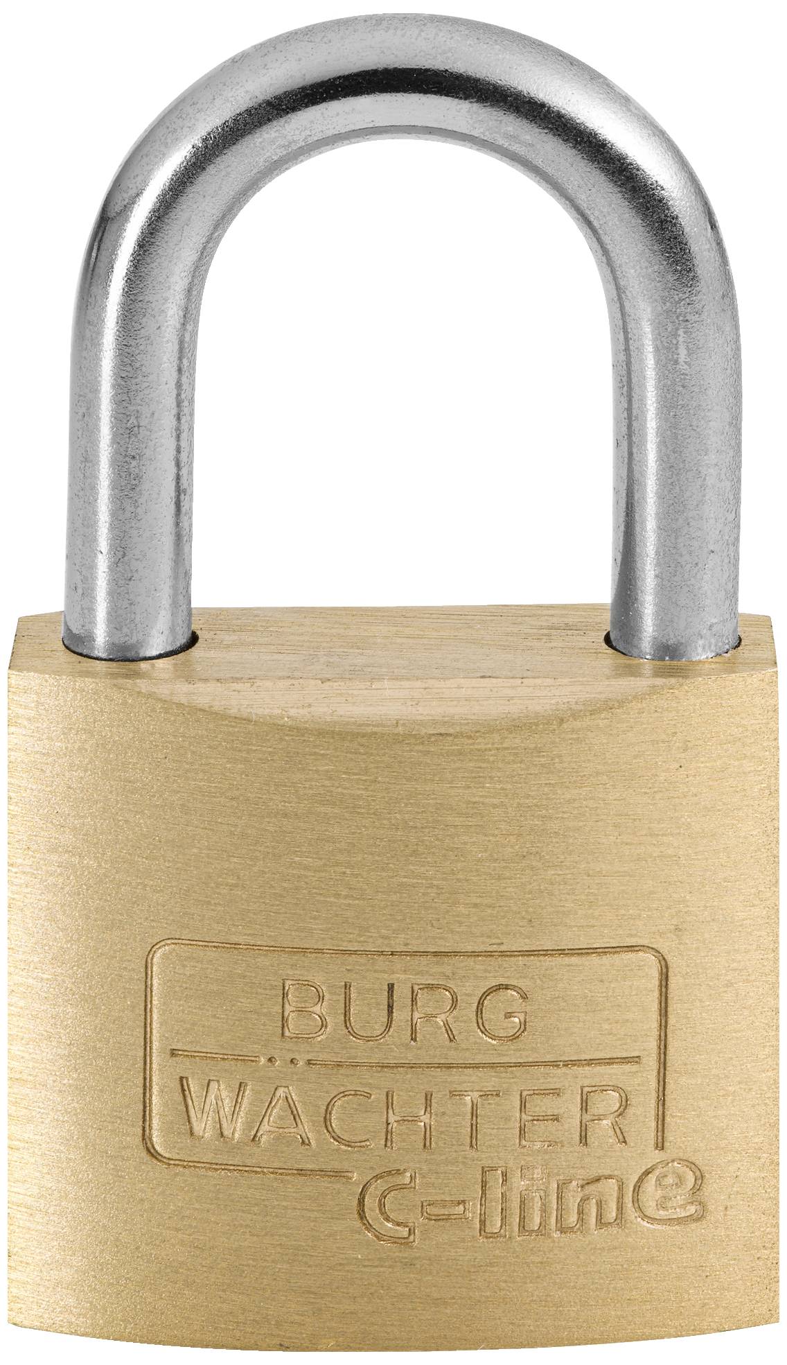 Un cadenas en métal gravé 'BURG WÄCHTER C-line'. Il symbolise la sécurité et la protection.